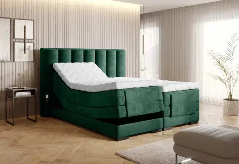 Boxspring Elektrická polohovacia boxspringová posteľ VERONA Eltap Nube 35 - tmavo zelená