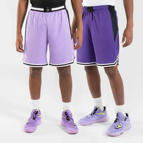 nohavice Basketbalové šortky SH500 obojstranné unisex fialové