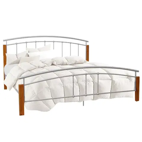 Postele Manželská posteľ, drevo jelša/strieborný kov, 160x200, MIRELA