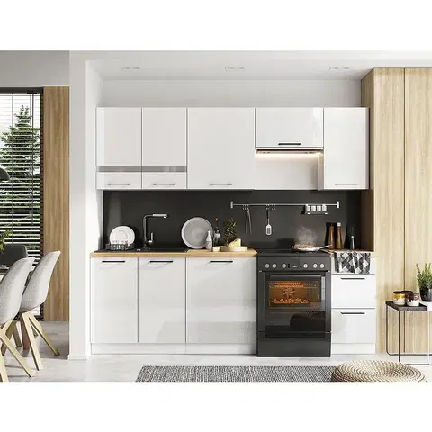 Moderný kuchynský nábytok Kuchyňa Oscar 180/240 Biely lesk Bb