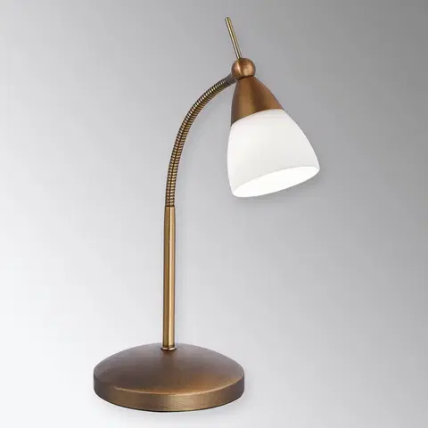 Stolové lampy Paul Neuhaus Klasická stolná LED lampa Pino, starožitná mosadz