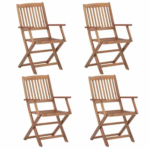 Záhradné kreslá a stoličky Skladacia záhradná stolička 4 ks akáciové drevo Dekorhome