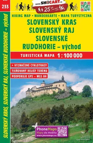 Turistika, skaly Slovenský kras, Slovenský raj, Slovenské rudohorie - východ 1:100 000 - TM 233