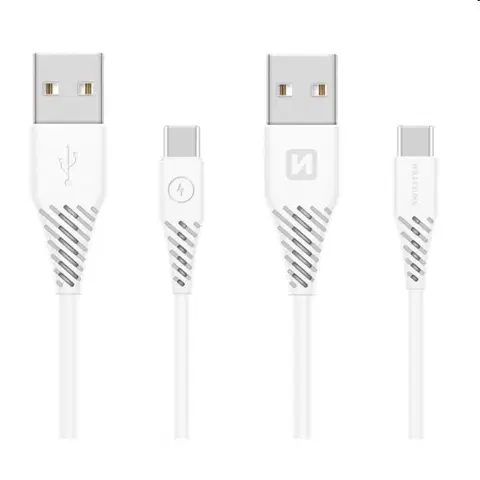 USB káble Swissten Data Cable Textile USB  USB-C 1,5 m, biely 71504400