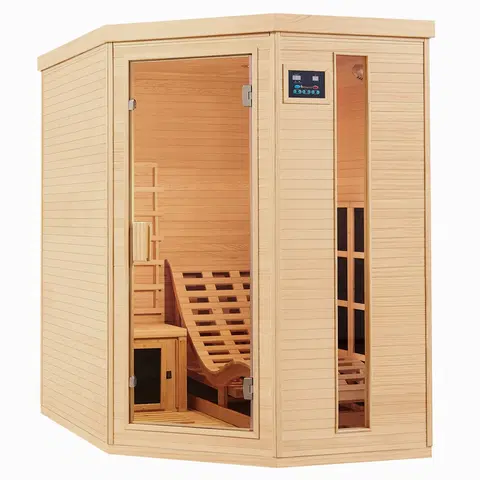Bývanie a doplnky Juskys Infračervená sauna/ tepelná kabína Esbjerg s triplexným vykurovacím systémom a drevom Hemlock