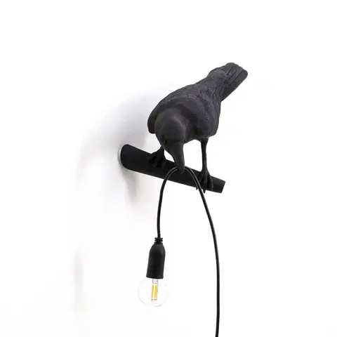 Vnútorné dekoratívne svietidlá SELETTI Nástenné LED svetlo Bird Lamp pohľad vľavo čierna