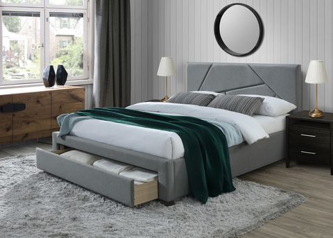 Postele HALMAR Valery 160 čalúnená manželská posteľ s úložným priestorom sivá