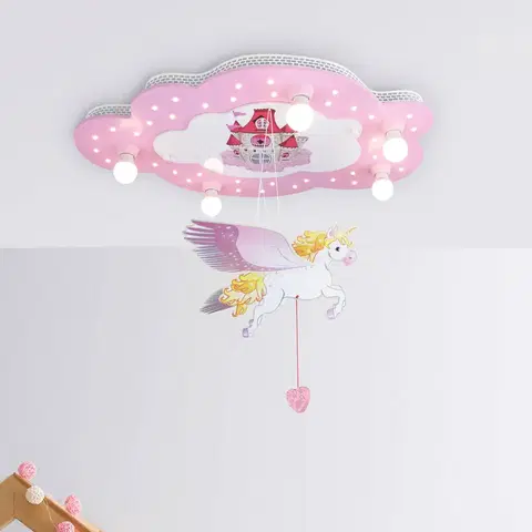 Stropné svietidlá Elobra Detské stropné svietidlo Zámok s jednorožcom