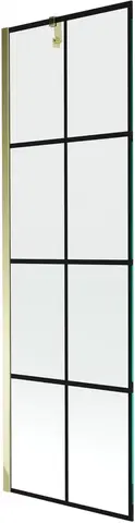 Sprchové dvere MEXEN/S - Next vaňová zástena FIX 60 x 150 cm, čierna dekor, zlatá 895-060-000-00-77-50