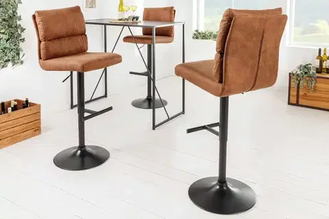 Barové stoličky LuxD Dizajnová barová otočná stolička Frank antik hnedá
