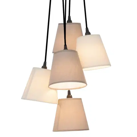 Závesné svietidlá Näve Twiddle textilná závesná lampa päť tienidiel