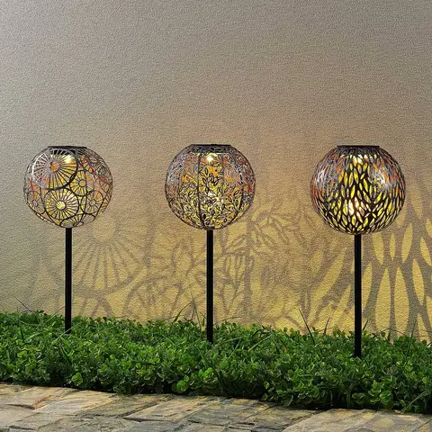 Solárne dekoračné osvetlenie Lindby Lindby Vilani solárna LED lampa v súprave 3 kusov