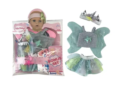 Hračky bábiky MAC TOYS - Šaty na bábiku, sukňa, top, roh jednorožca 30-38cm