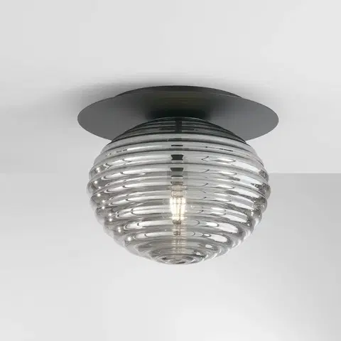 Stropné svietidlá Eco-Light Stropné svietidlo Ripple, čierna/dymovo sivá, Ø 35 cm