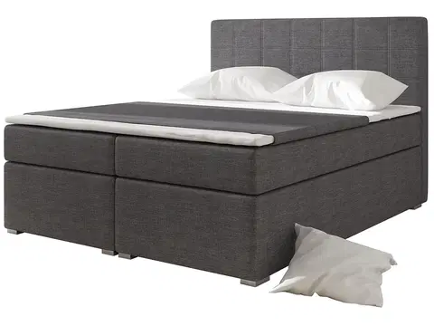 Postele NABBI Anzia 180 čalúnená manželská posteľ s úložným priestorom sivá