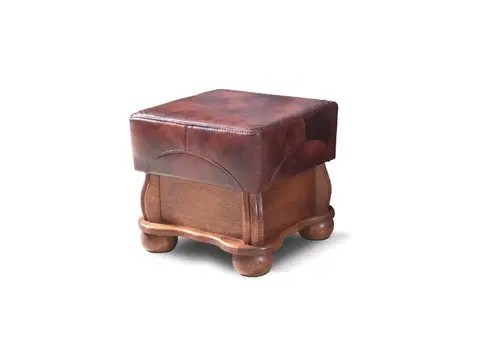 Taburetky PYKA Parys kožená taburetka drevo D3 / hnedá (S42)