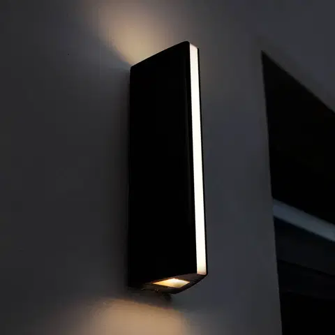 Vonkajšie nástenné svietidlá LUTEC Vonkajšie LED svietidlo Leo, up-/downlight, čierna