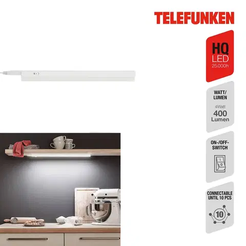 Osvetlenie kuchynskej linky Telefunken Podhľadové LED svietidlo Hephaistos, biela, 31 cm