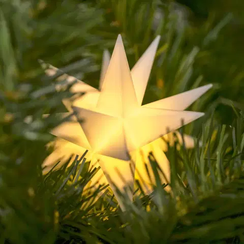 Vianočné svetelné hviezdy STERNTALER LED hviezda exteriér batéria 18-cípa Ø 12 cm biela
