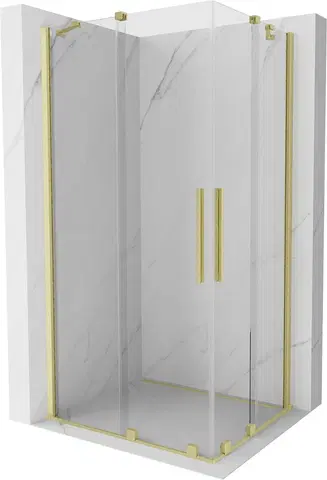 Sprchovacie kúty MEXEN/S - Velar Duo štvorcový sprchovací kút 100 x 90, transparent, zlatá kartáčovaná 871-100-090-02-55