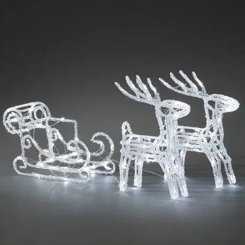 Vianočné dekorácie Vianočná vonkajšia dekorácia Sane s jeleňmi, 96 LED