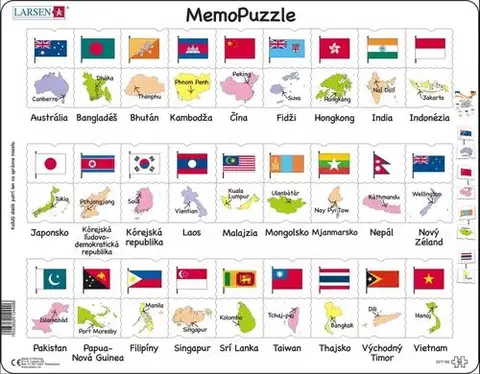 LARSEN puzzle Larsen Puzzle Puzzle Vlajky a hlavné mestá 27 krajín Ázie a Oceánie Larsen GP7-SK