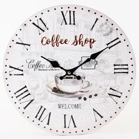 Hodiny Nástenné hodiny, Flor0152, Coffee Shop, 34cm