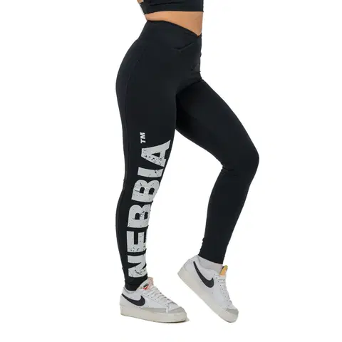 Dámske klasické nohavice Fitness legíny s vysokým pásom Nebbia GLUTE CHECK 613 Black - S