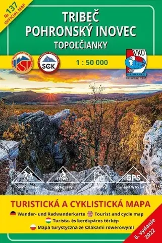 Turistika, skaly Tribeč, Pohronský Inovec, Topoľčianky - TM 137, 1: 50 000, 6. vydanie