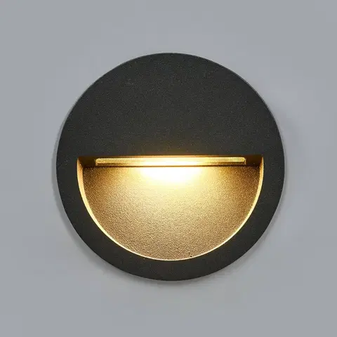 Vonkajšie zapustené svietidlá Lucande Okrúhle zapustené nástenné LED svietidlo Loya