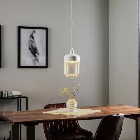 Závesné svietidlá Solbika Lighting Závesná lampa Monochrome Flash číra/biela Ø 17 cm