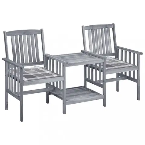 Zahradné stoličky Zaradné stoličky so stolíkom akácia / látka Dekorhome Sivá kocka