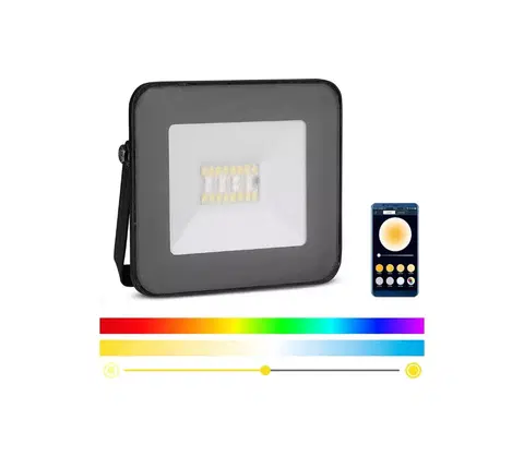 Svietidlá  LED Inteligentný stmievateľný RGB reflektor LED/20W/230V IP65 čierna 