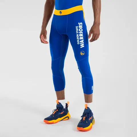 nohavice Pánske 3/4 spodné legíny na basketbal NBA Warriors modré