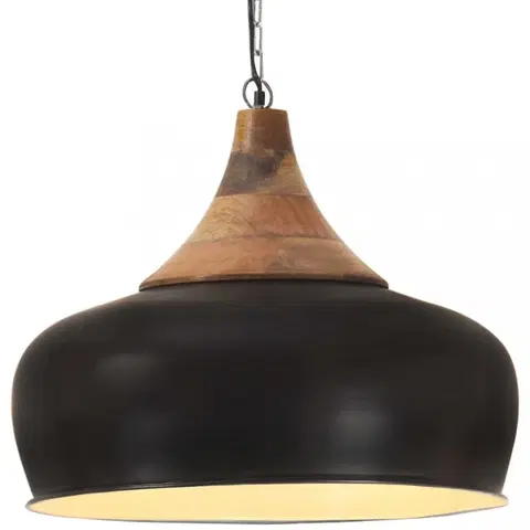Osvetlenie Závesná lampa čierna / mangovníkové drevo Dekorhome 35 cm