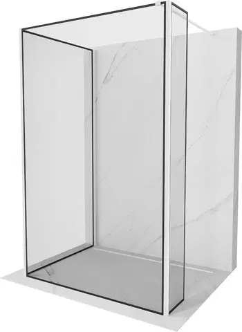 Sprchové dvere MEXEN/S - Kyoto Sprchová zástena WALK-IN 110 x 110 x 30 cm, čierny vzor, biela 800-110-110-221-20-70-030