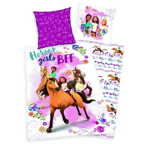 Obliečky Herding Detské bavlnené obliečky Spirit Horses girls, 140 x 200 cm, 70 x 90 cm