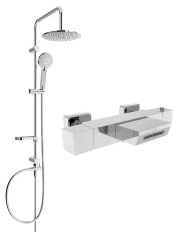 Sprchy a sprchové panely MEXEN/S - Carl sprchový stĺp vrátane vaňovej termostatickej batérie Cube, chróm 77360240-00