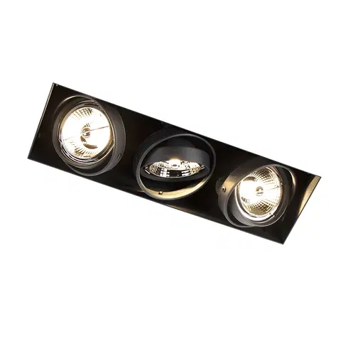 Zapustene svietidla Zapustené bodové čierne, otočné a sklopné 3-svetlé žiarovky - Oneon 3
