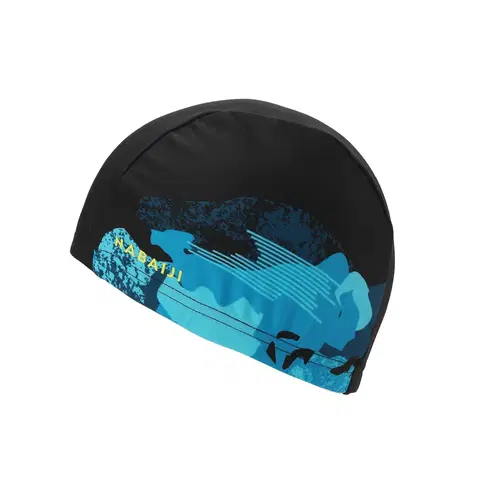 čiapky Látková plavecká čiapka s potlačou Camo čierno-modrá