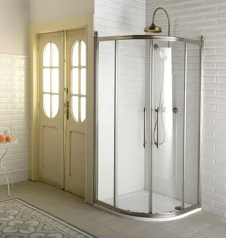 Sprchové dvere GELCO - ANTIQUE štvrťkruhová sprchová zástena 1000x1000, 2 dvere, číre sklo, bronz GQ5210C