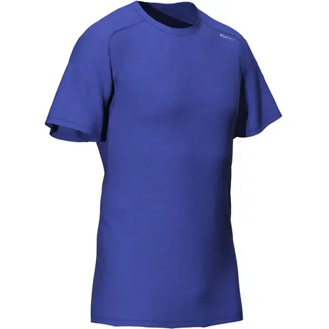 fitnes Priedušné pánske tričko 100 na fitness modré