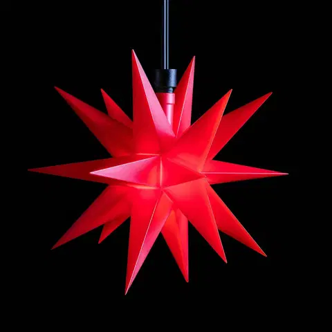 Vianočné svetelné hviezdy STERNTALER LED hviezda exteriér 18-cípa Ø12cm batéria červená