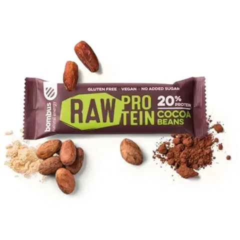 Proteínové tyčinky BOMBUS  Raw protein bar 20 x 50 g arašidové maslo