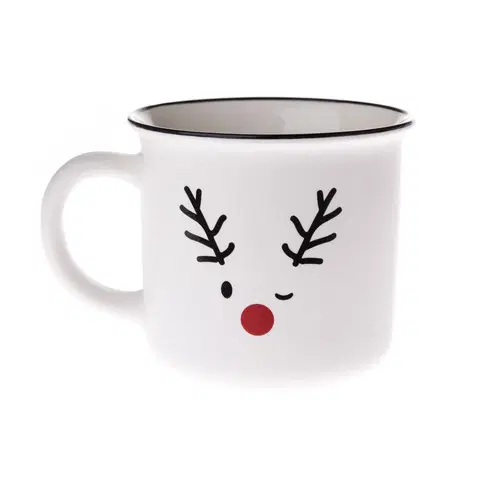 Hrnčeky a šálky Vianočný porcelánový hrnček Cute reindeer biela, 380 ml