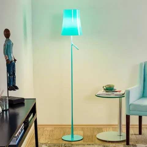 Stojacie lampy Foscarini Foscarini Birdie LED Lettura stojaca akvamarín