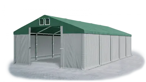 Záhrada Skladový stan 5x10x2,5m strecha PVC 560g/m2 boky PVC 500g/m2 konštrukcie ZIMA PLUS Šedá Šedá Zelená