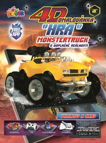 Nalepovačky, vystrihovačky, skladačky 4D hra - omaľovanka Monster Truck