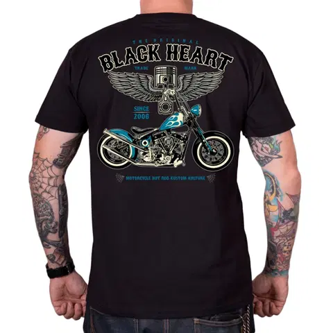 Pánske tričká Tričko BLACK HEART Blue Chopper čierna - XXL