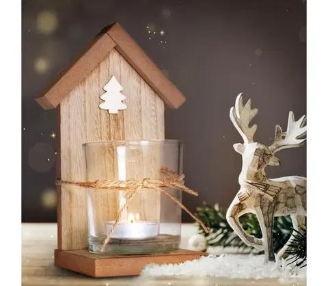 Vianočné dekorácie Brilagi Brilagi - Drevený svietnik na čajovú sviečku 